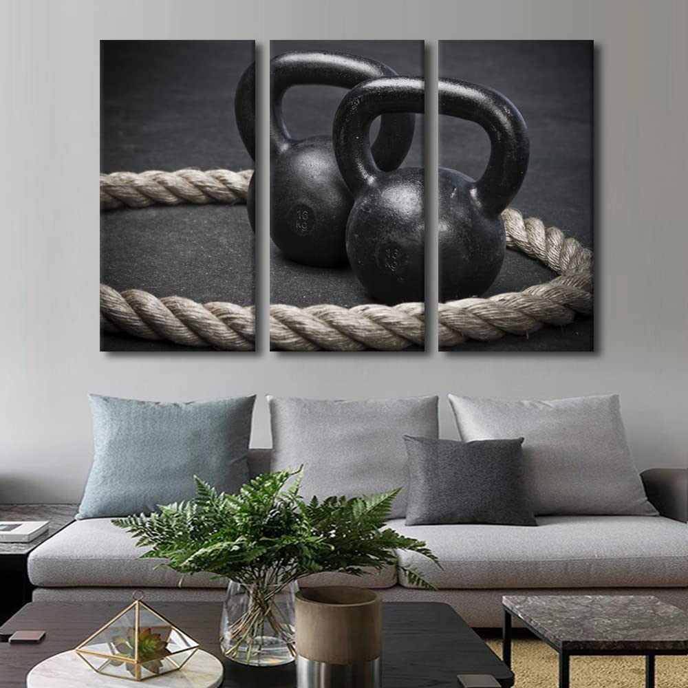 TUMOVO Black and White Dumbbell Fitness Wall Art - 60