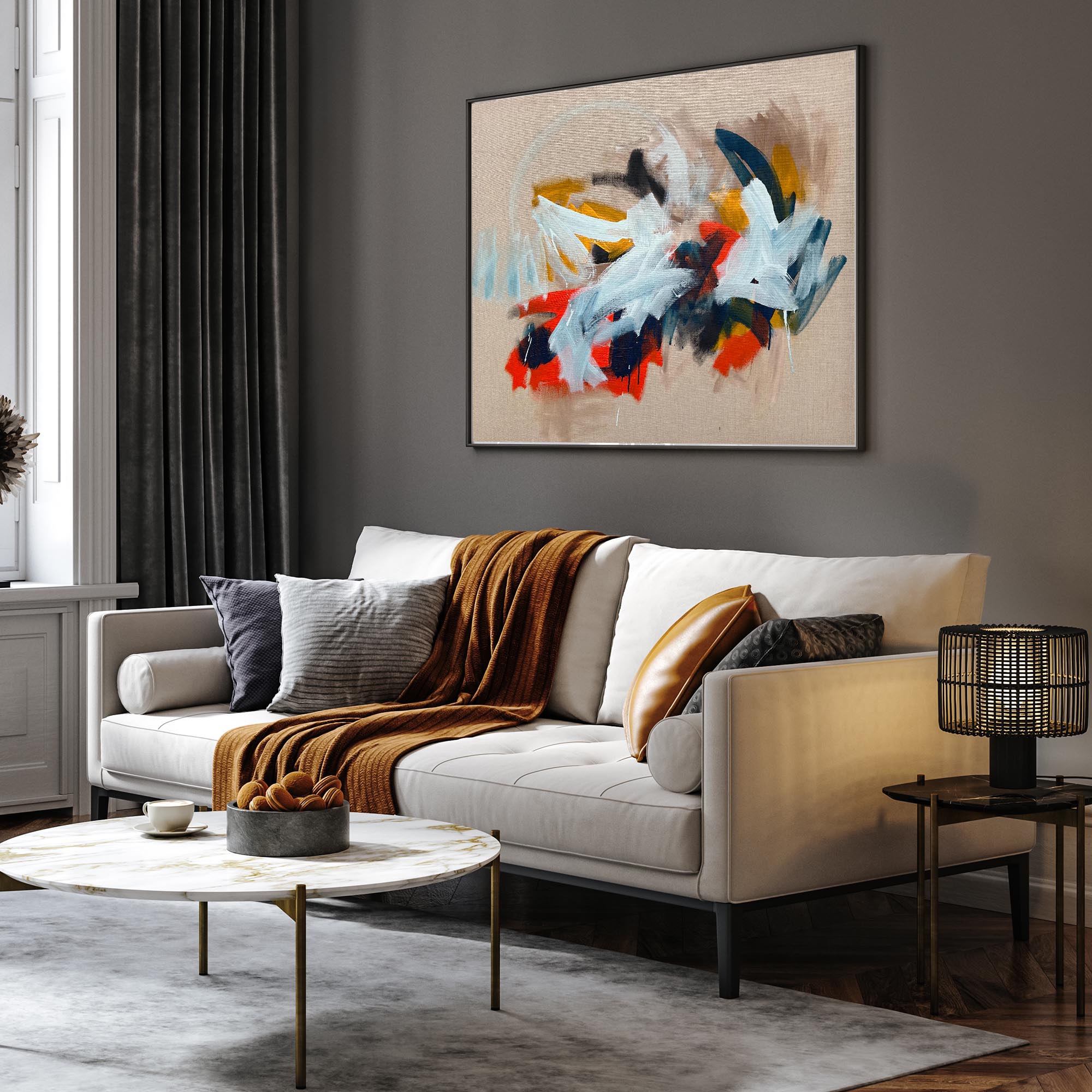 Original Abstract Painting 120x100cm - Handmade Canvas Art for Living Room & Office Wall Decor | Modern Home Interior Design