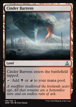 Magic The Gathering - Cinder Barrens (168/184) Foil Card - Oath of The Gatewatch Expansion - MTG Collectible Trading Card Game for Deck Building & Strategy Battles