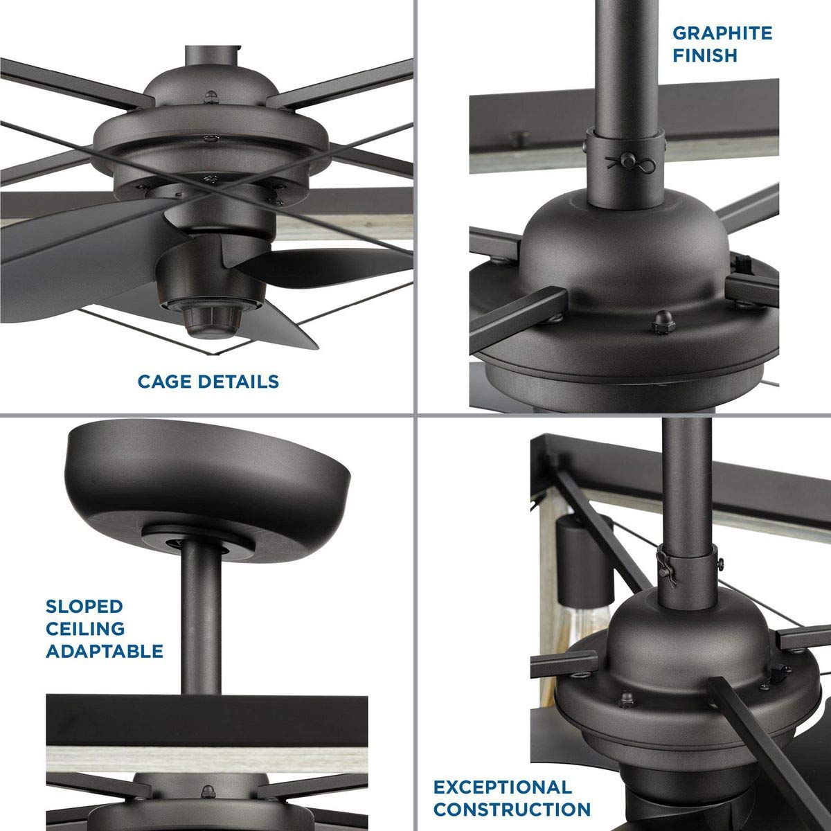 Briarwood Collection 22-Inch 3-Blade Farmhouse Ceiling Fan with AC Motor in Graphite - Perfect for Living Room, Bedroom, and Outdoor Covered Porch