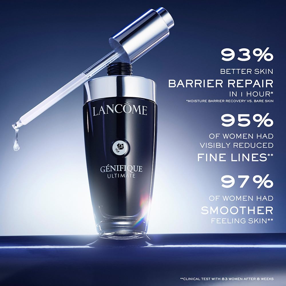 Lancôme Génifique Ultimate Dual Recovery Anti-Aging Face Serum with Beta Glucan & Hyaluronic Acid - Visibly Reduces Fine Lines, Improves Skin Texture & Evens Tone for Youthful Glow - Perfect for Nighttime Skincare Routine & Daily Moisturizing