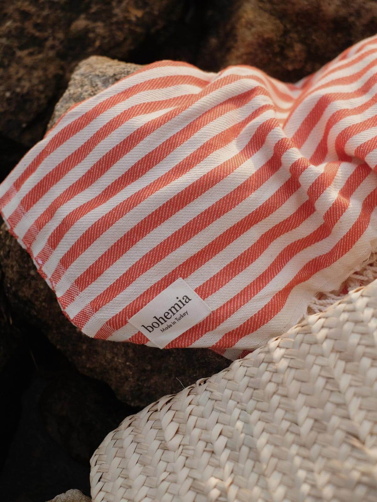 Premium Sorrento Hammam Towel - Soft & Absorbent Turkish Cotton Beach Towel, Orange - Perfect for Pool, Spa, Travel & Yoga