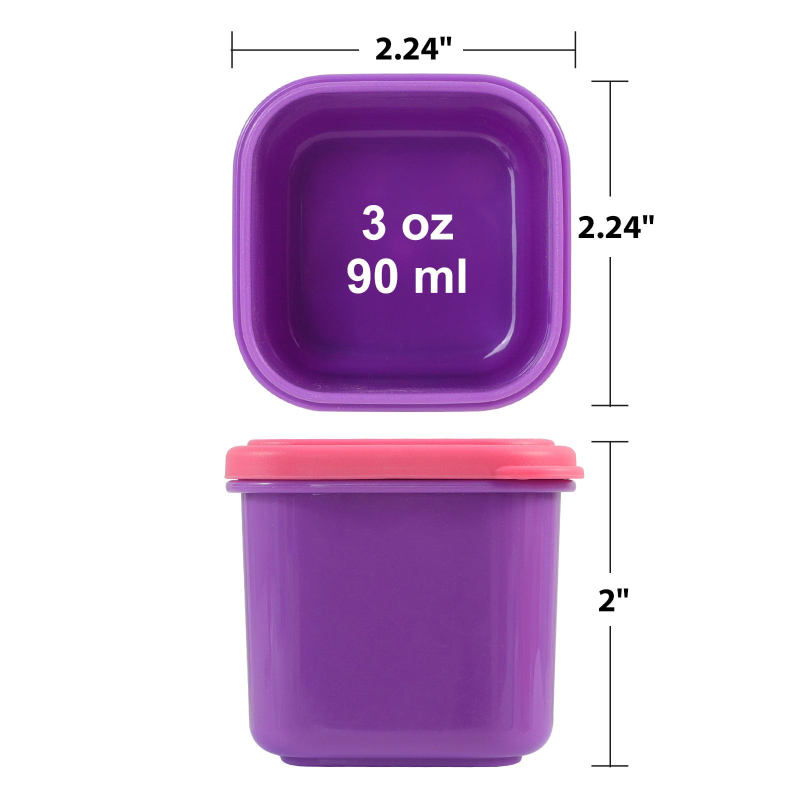 **Caperci 6-Pack Leakproof Condiment Containers - 3 oz/90ml BPA-Free Small Food Storage for Sauces, Dressings, and Dips | Stackable & Portable for School Lunch, Work, Travel, Picnics, and Outdoor Dining**