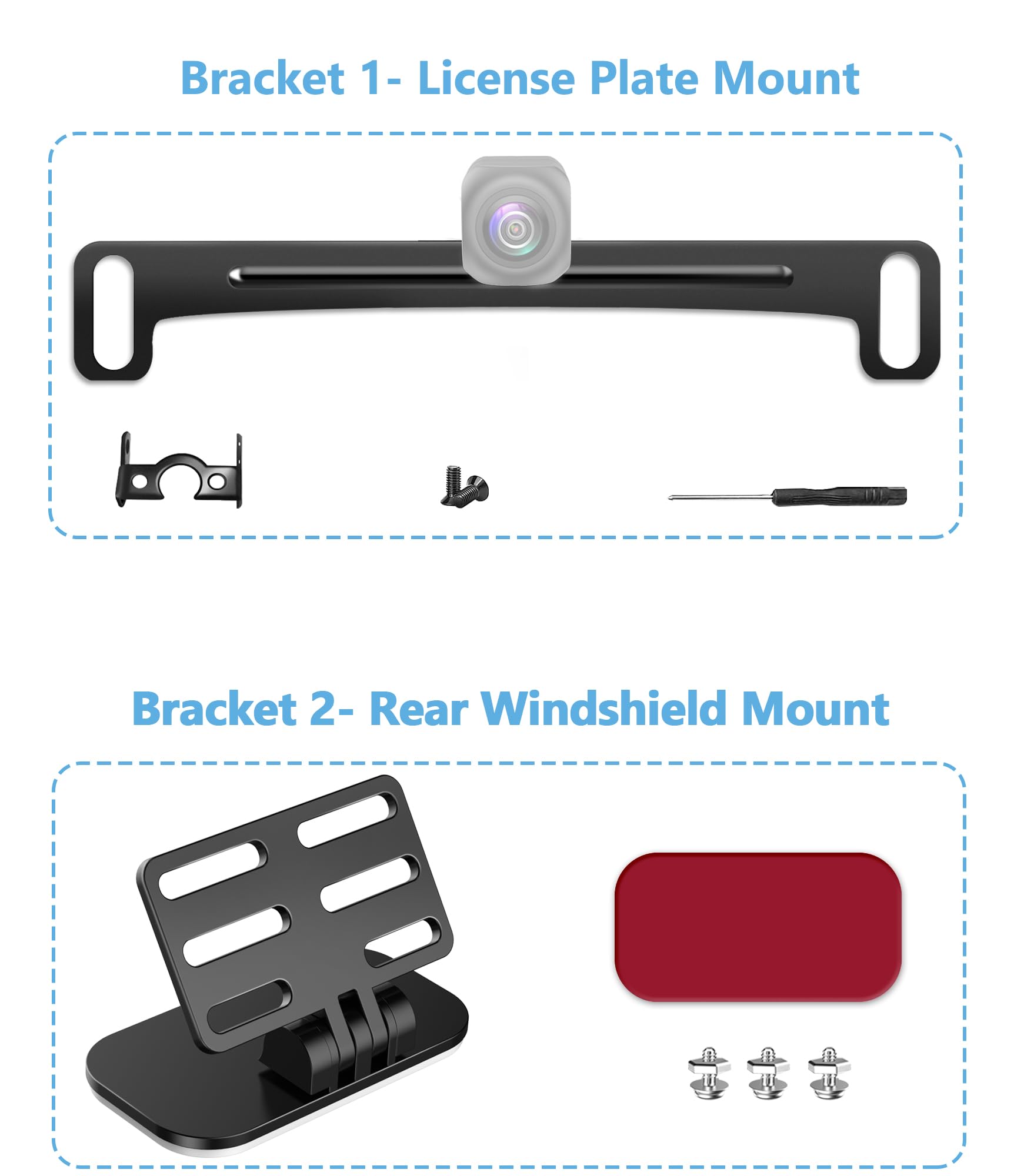 Universal Backup Camera Mount - PixelMan License Plate & Window Bracket for Dash Cam, Rear View Camera - Durable Adhesive Holder for Cars, Trucks, RVs (Perfect for Parking, Reversing & Night Driving Safety)