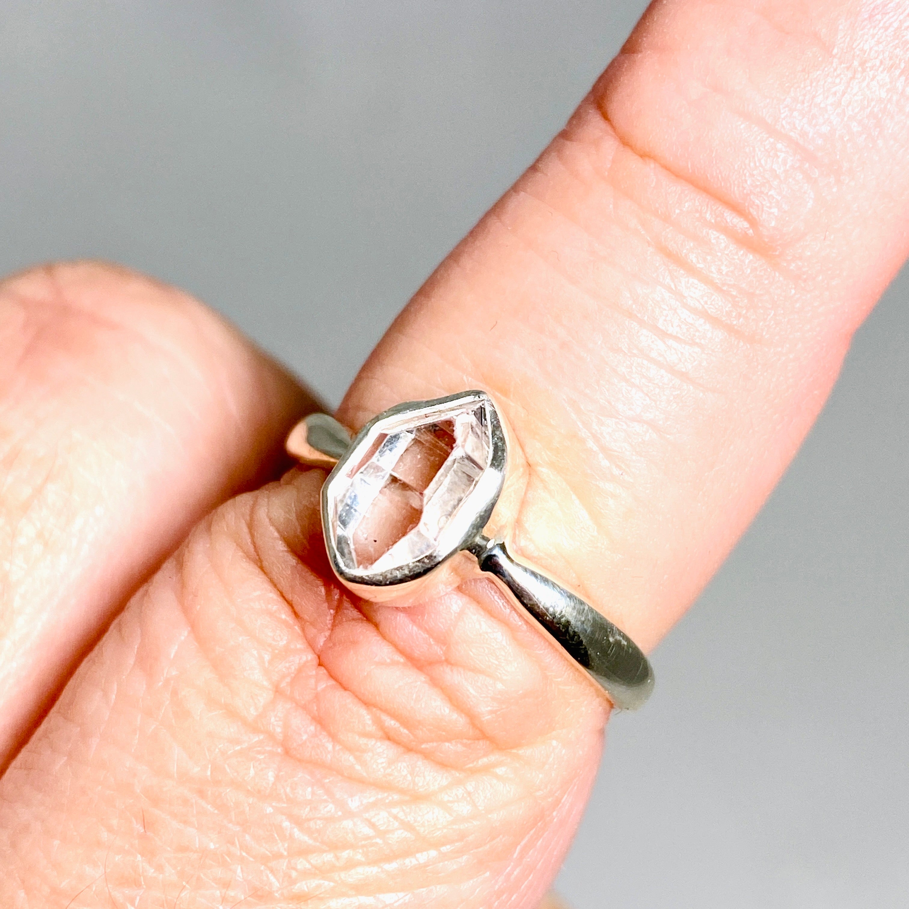 Herkimer Diamond Ring - Size 9 Sterling Silver BTP 68 - Elegant Jewelry for Women, Perfect for Weddings, Anniversaries & Special Occasions