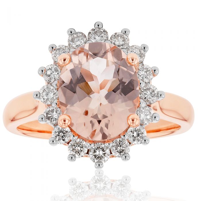 9ct Rose Gold 2.30ct Morganite and 1/2 Carat Diamond Engagement Ring - Perfect for Proposals, Anniversaries & Special Occasions