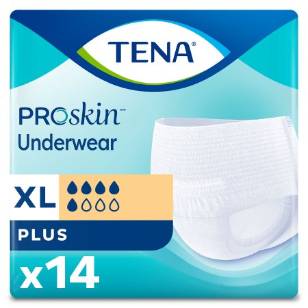 TENA ProSkin Plus Unisex Adult Absorbent Underwear - Disposable Pull-On with Tear Away Seams, Moderate Absorbency (Sizes Large, 72632-72634) | Ideal for Incontinence Protection, Overnight Use & Active Lifestyles