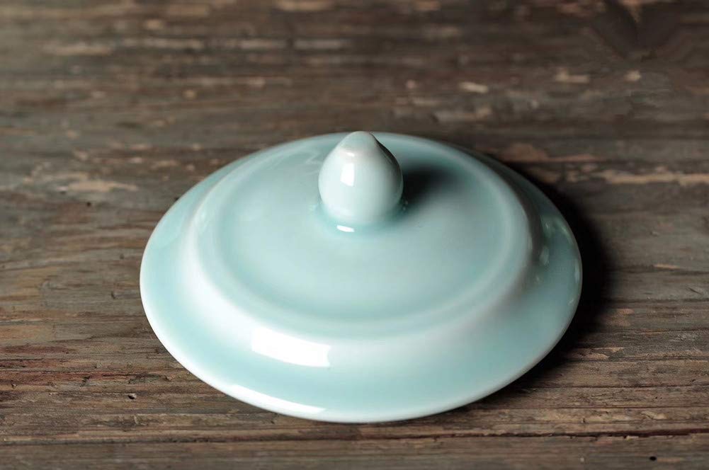 17oz Porcelain Tea Cups with Lids - Microwave & Dishwasher Safe Coffee Mugs for Hot Drinks, Perfect for Home, Office or Gift (Sky Blue)