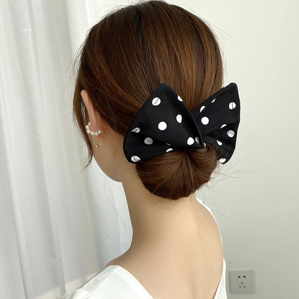 6 Pack Hair Donut Makers & French Twist Bun Set - Flexible Hair Styling Tools for Women with Polka Dot Design | Perfect for Updos, Curls & Everyday Hairstyles at Home or Parties