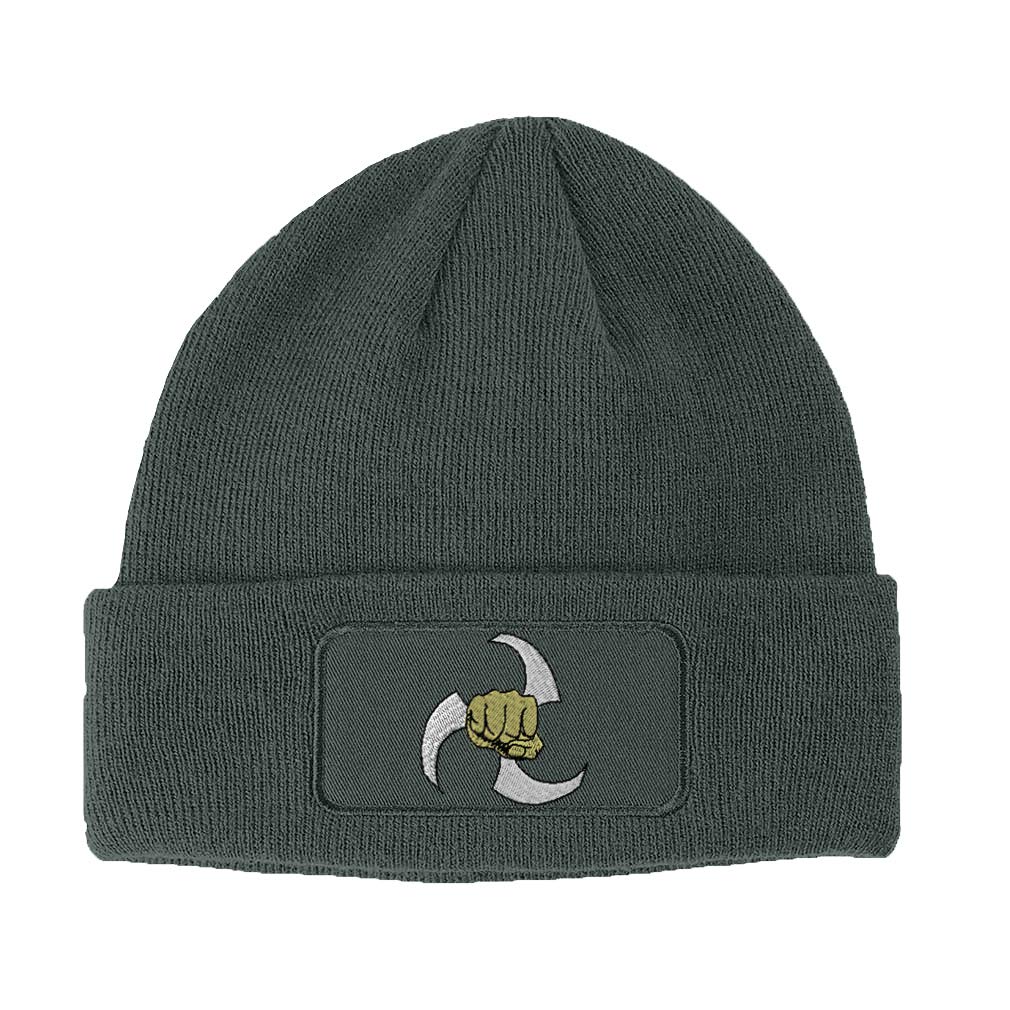 Custom Embroidered Okinawan Karate Patch Beanie Skull Cap for Men & Women - Warm Winter Hat for Martial Arts Training & Outdoor Activities