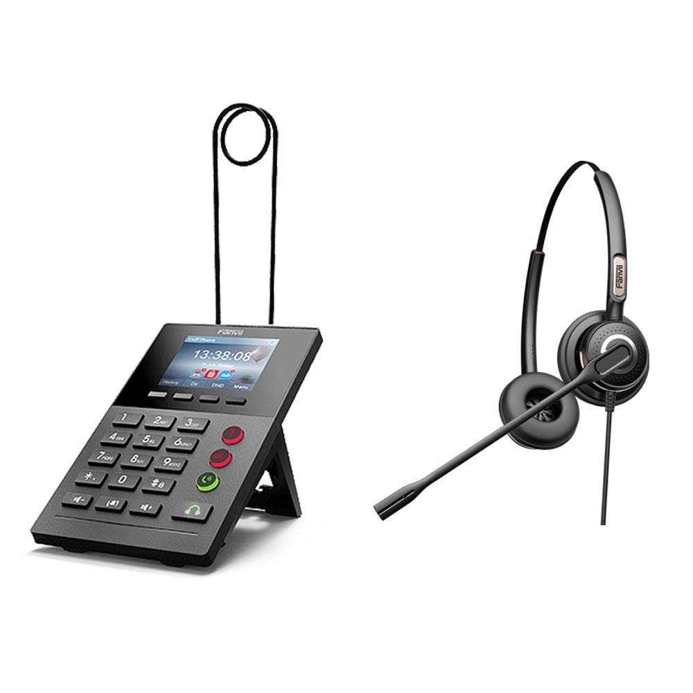 Fanvil X2P Professional VoIP Call Center IP Phone with PoE, Color LCD Display, 2 SIP Lines & Dual Headset HT202 - Ideal for Office Communication & Business Phone Systems