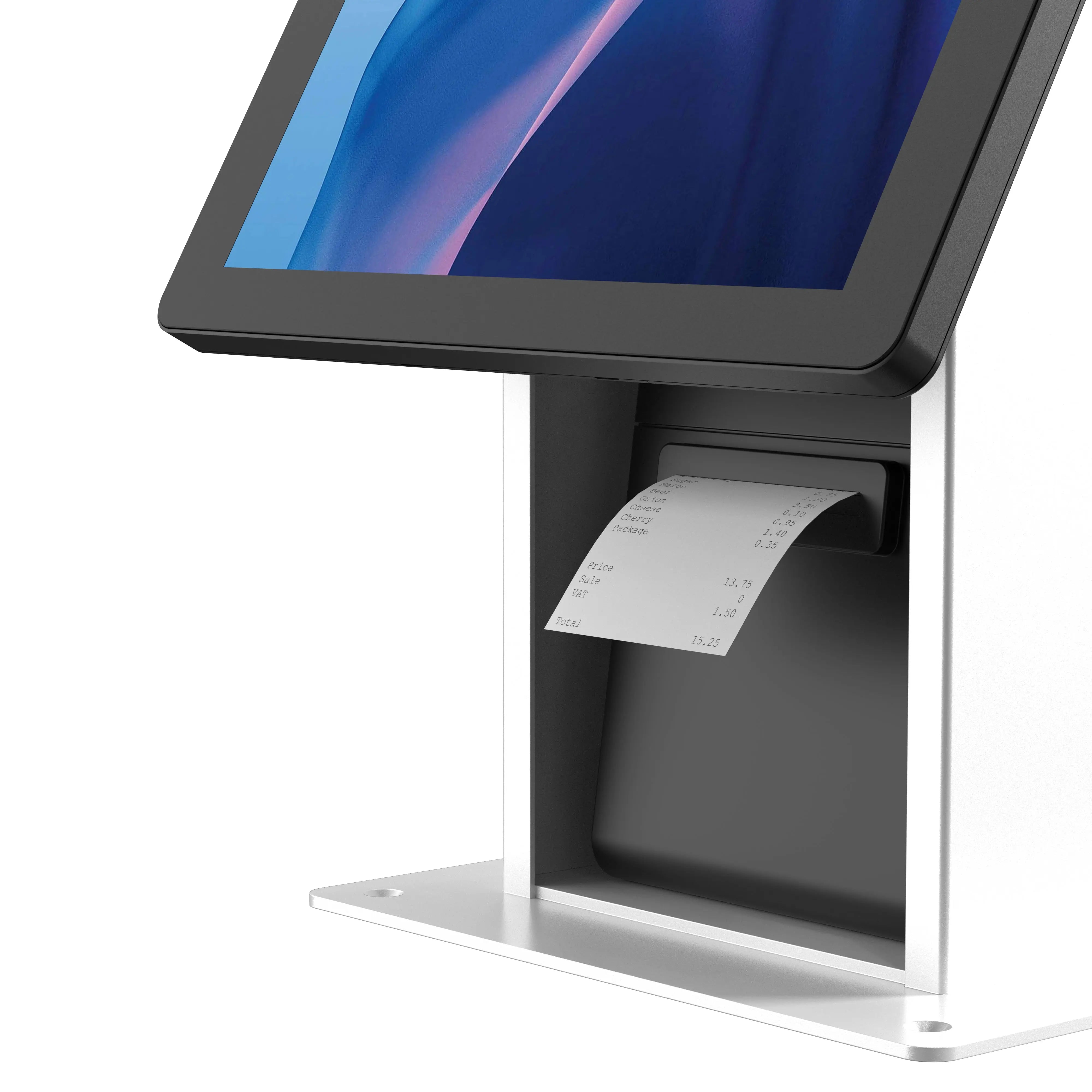 Self Service Kiosk with Built-in Printer and Storage Compartment - Touchscreen POS Terminal for Retail, Restaurant, and Business Use