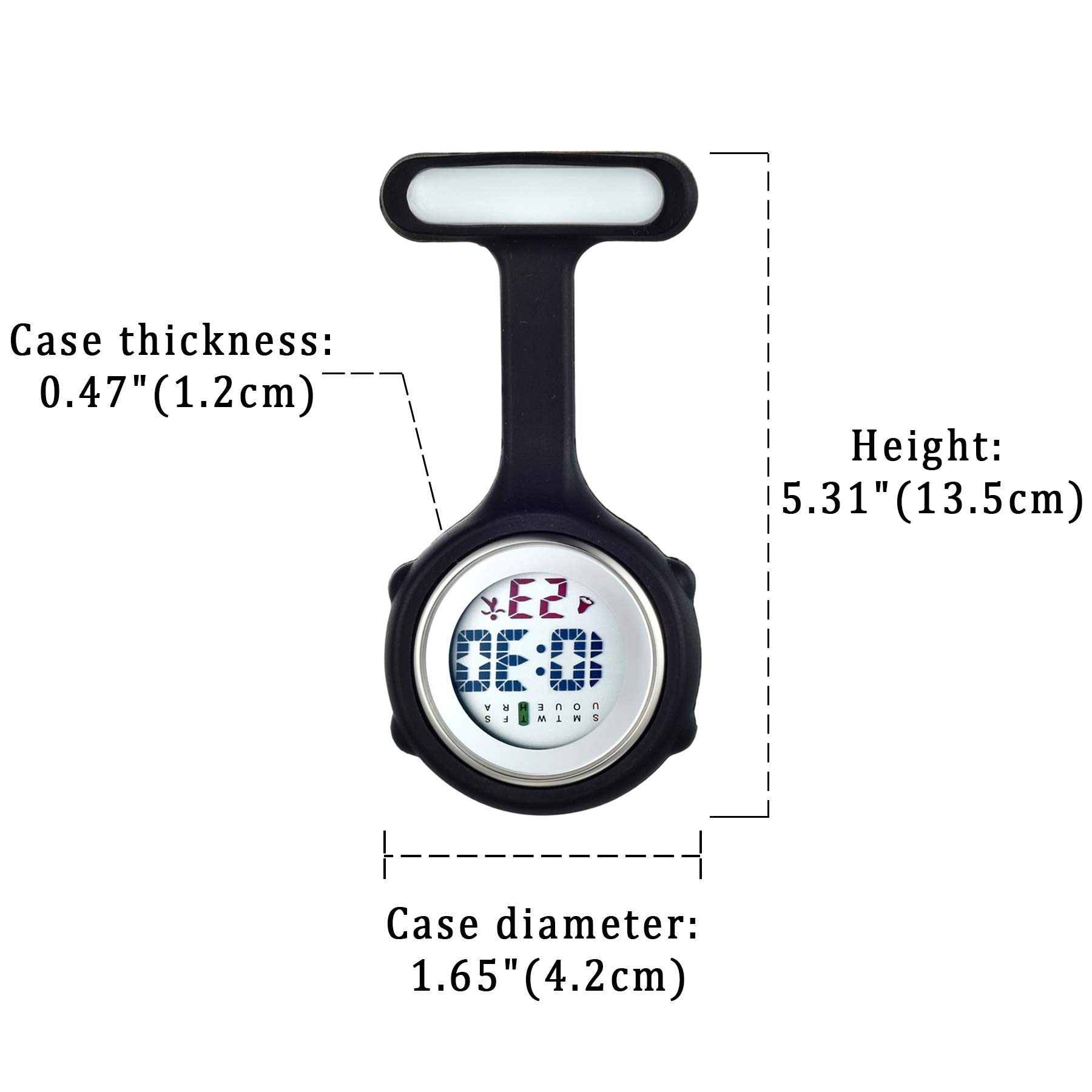 Avaner Digital Nurse Watch - Waterproof Silicone Fob Watch with Pin-on Brooch & Detachable Case - Perfect for Nurses, Doctors, Healthcare Professionals & Medical Students - Clinical, Hospital & Home Care Use
