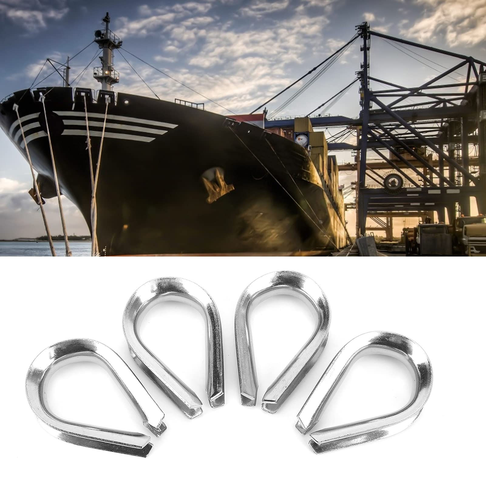 Naroote 1/2 Inch Wire Rope Thimbles - Heavy Duty Stainless Steel Cable Thimbles for Marine, Rigging & Construction - Perfect for Sailboat, Crane & Outdoor Use