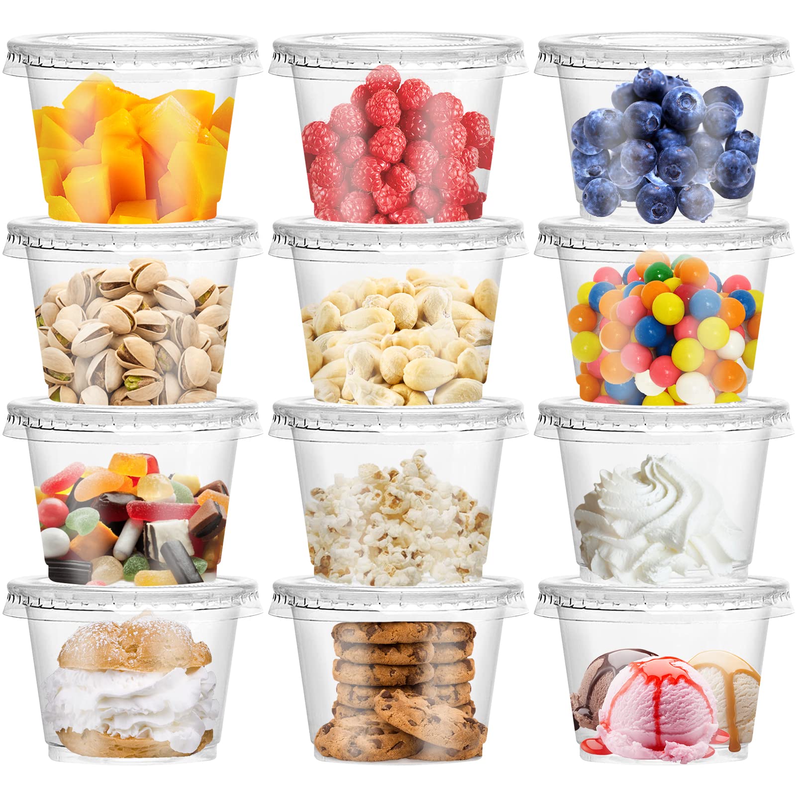 50 Pack 8oz Clear Disposable Plastic Cups with Lids - BPA-Free Food Containers for Drinks, Yogurt, Parfaits, Soups, Snacks, Salads & Fruits - Perfect for Parties, Picnics, Catering & Takeout