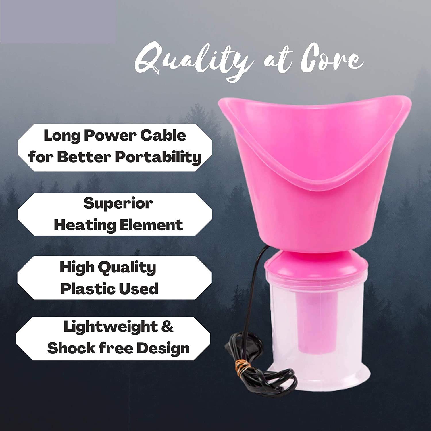 Electric Facial Steamer & Vaporizer for Cough & Cold Relief - Pink Portable Steam Inhaler Machine | Perfect for Spa, Home Relaxation & Respiratory Therapy