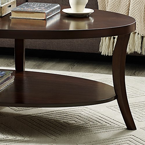 Roundhill Furniture EP Oval Coffee Table Set - Modern Living Room End Tables with Storage Shelf for Small Spaces, Home Decor & Office Use
