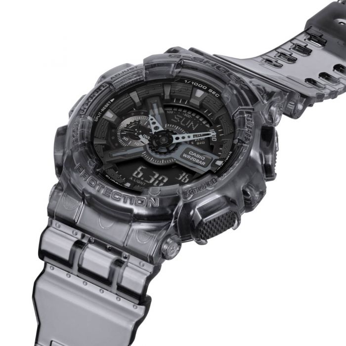 G Shock GA110SKE-8A Transparent Black Digital Sport Watch for Men - Durable Military Style Timepiece for Outdoor, Work & Everyday Use