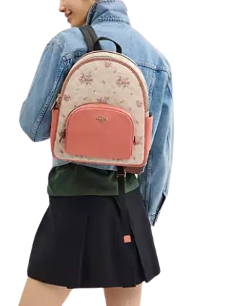 Coach Signature Canvas Floral Print Court Backpack - Stylish & Durable Women's Backpack for Work, School & Travel