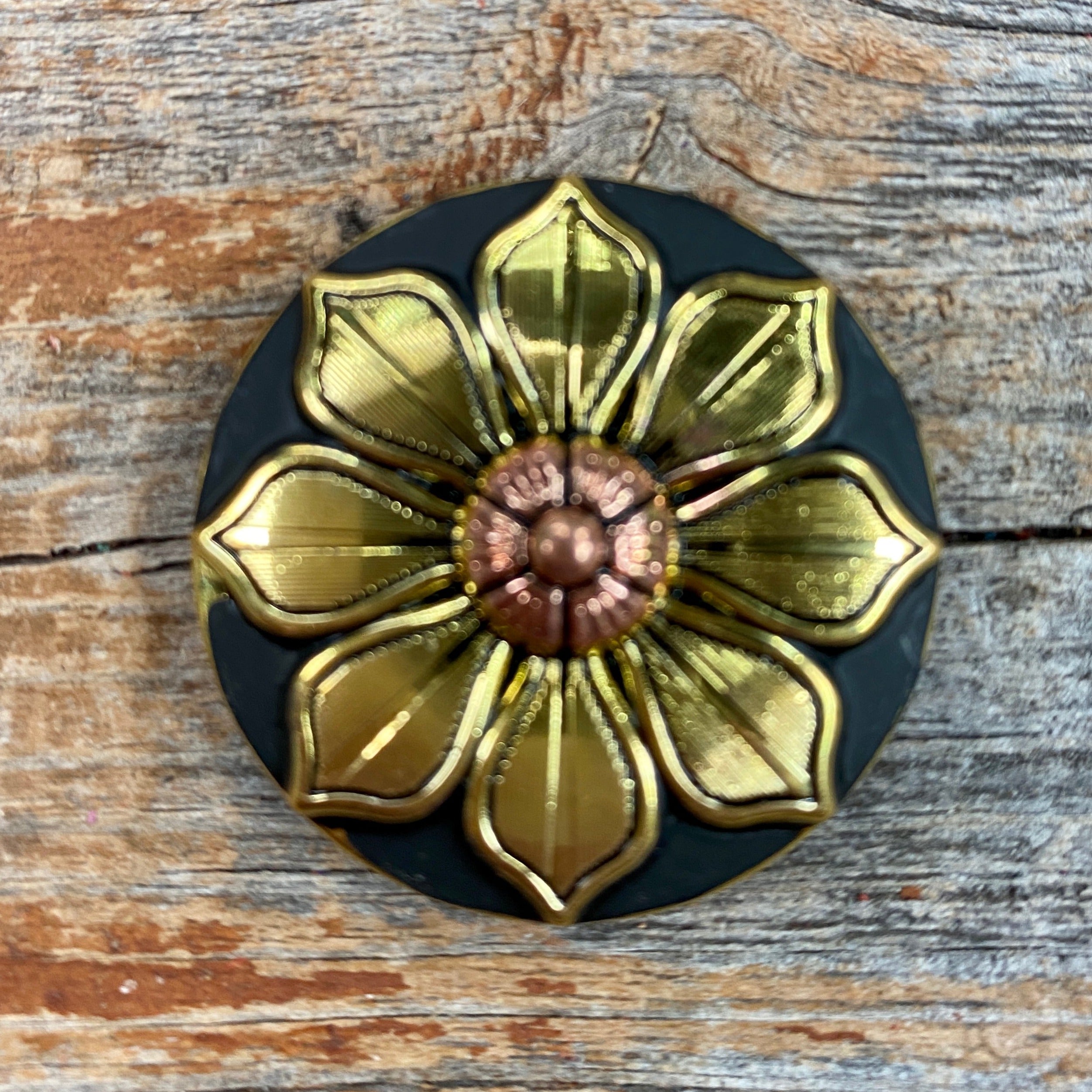 Black & Gold Sunflower Western Concho Belt Buckle W125 - Stylish Cowboy Accessory for Rodeo, Country Music Festivals & Western Fashion