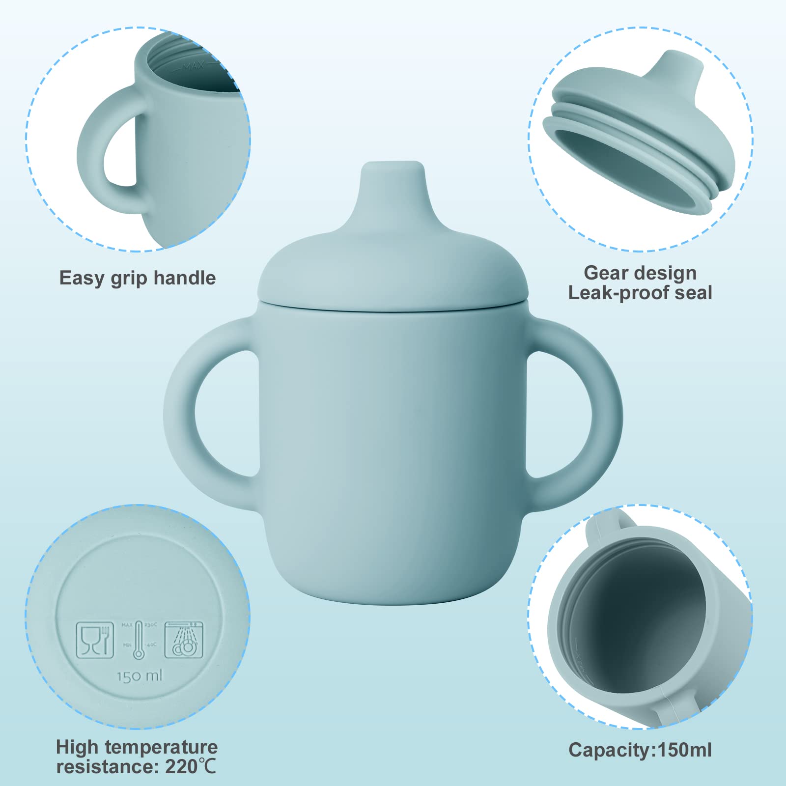 Vicloon 150ml Toddler Straw Cup - No Spill Sippy Cup for Baby Training | Home & Travel Use