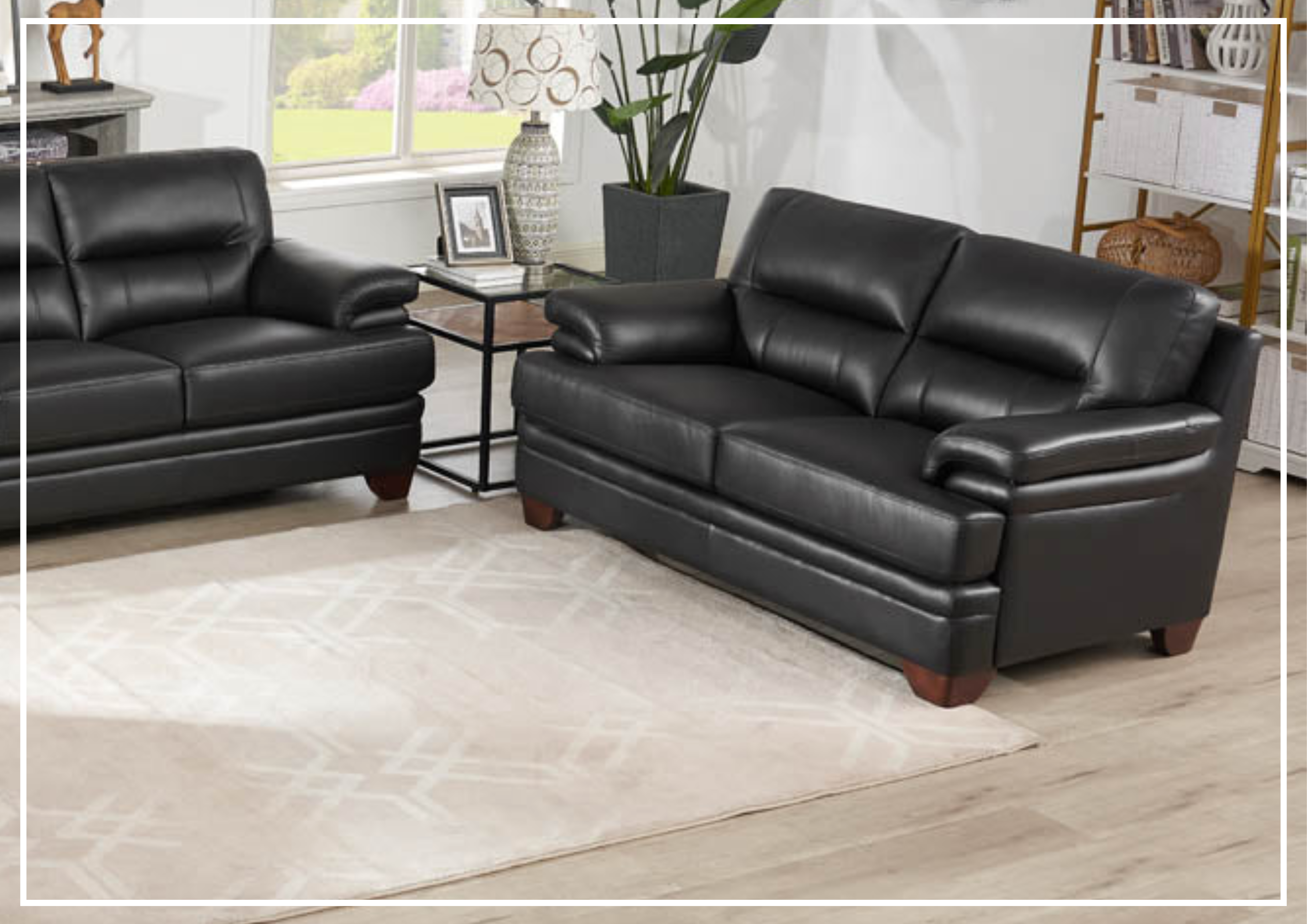 Premium Leather Loveseat Sofa with Cushion Arms - Hydeline Luxor Stationary Sofa for Living Room, Lounge & Office Comfort