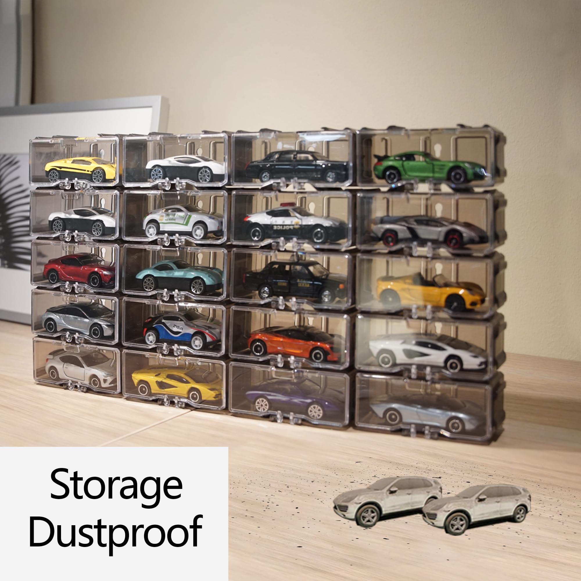 Hot Wheels Car Storage Case - 10/40 Capacity Organizer for 1/64 Scale Matchbox & Mini Cars | Stackable Toy Vehicle Display with Interlocking Design (Black, 10-Pack) - Perfect for Kids' Room Organization & Car Collection Display