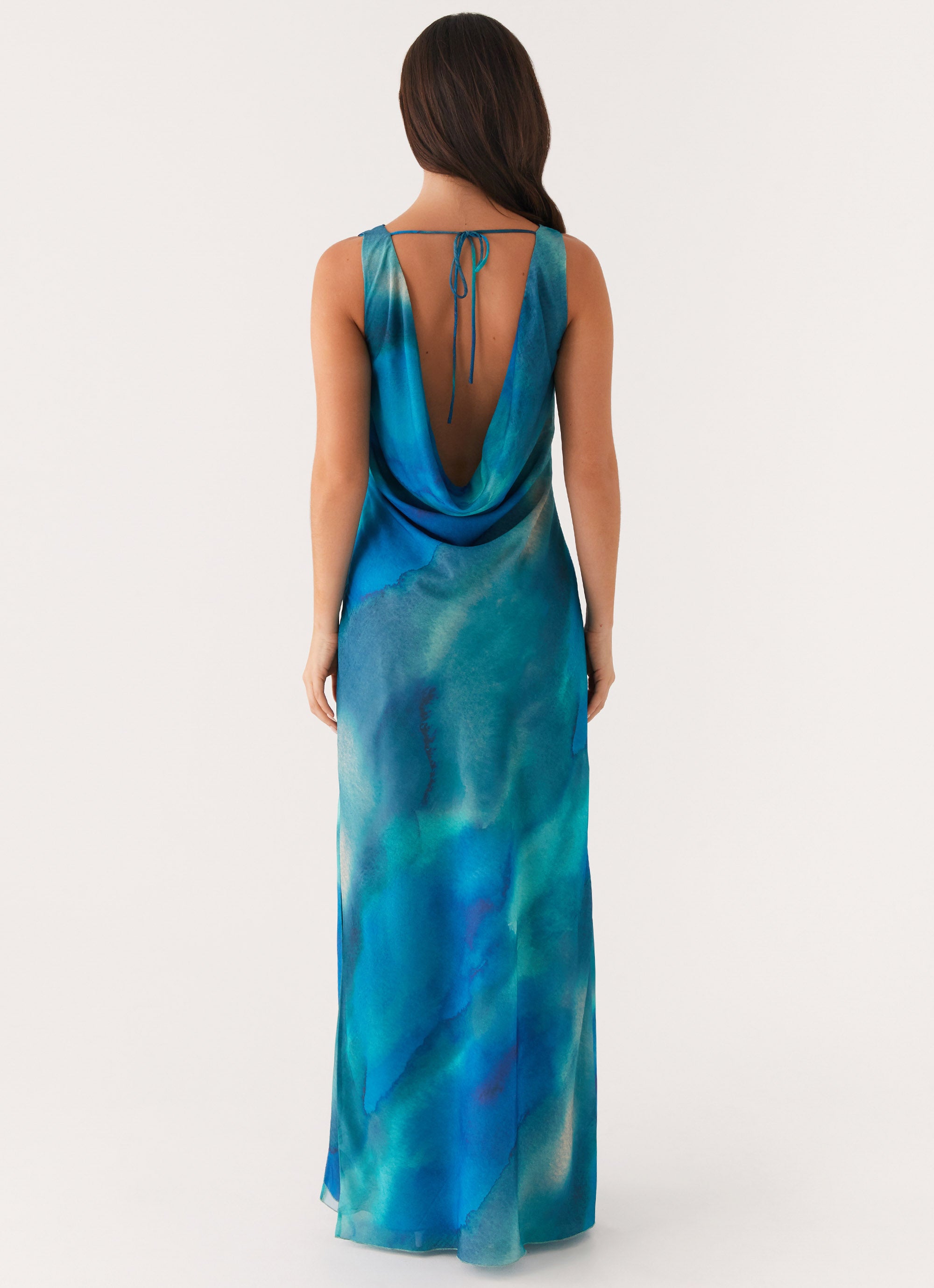 Carelle Women's Maxi Dress - Blue Tie Dye Flowy Long Summer Dress for Beach, Vacation & Casual Wear