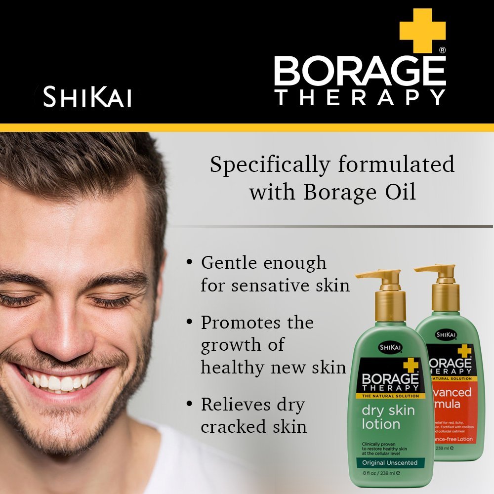 ShiKai Borage Therapy Dry Skin Lotion - 8 oz Unscented Body Moisturizer with Oatmeal & Shea Butter | Hydrating Lotion for Dry Hands, Face & Body | Perfect for Winter Care, Eczema Relief & Daily Skincare Routine