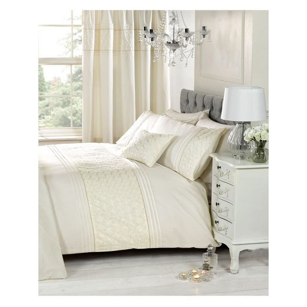 Premium King Size Duvet Cover Set with Pillowcases - Floral Embroidered Luxury Bedding by Homespace Direct | Soft & Breathable for All-Season Comfort in Master Bedroom, Guest Room, or Vacation Home