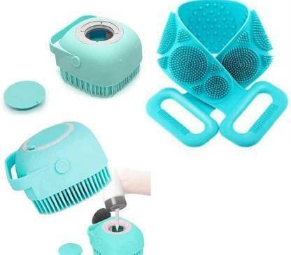 2-Pack Silicone Bath Body Brush with Shampoo Dispenser & Back Scrubber - Ultra Exfoliating, Deep Cleaning & Gentle Massage for Men, Women & Kids - Perfect for Shower Exfoliation & Skin Care (Multicolor)