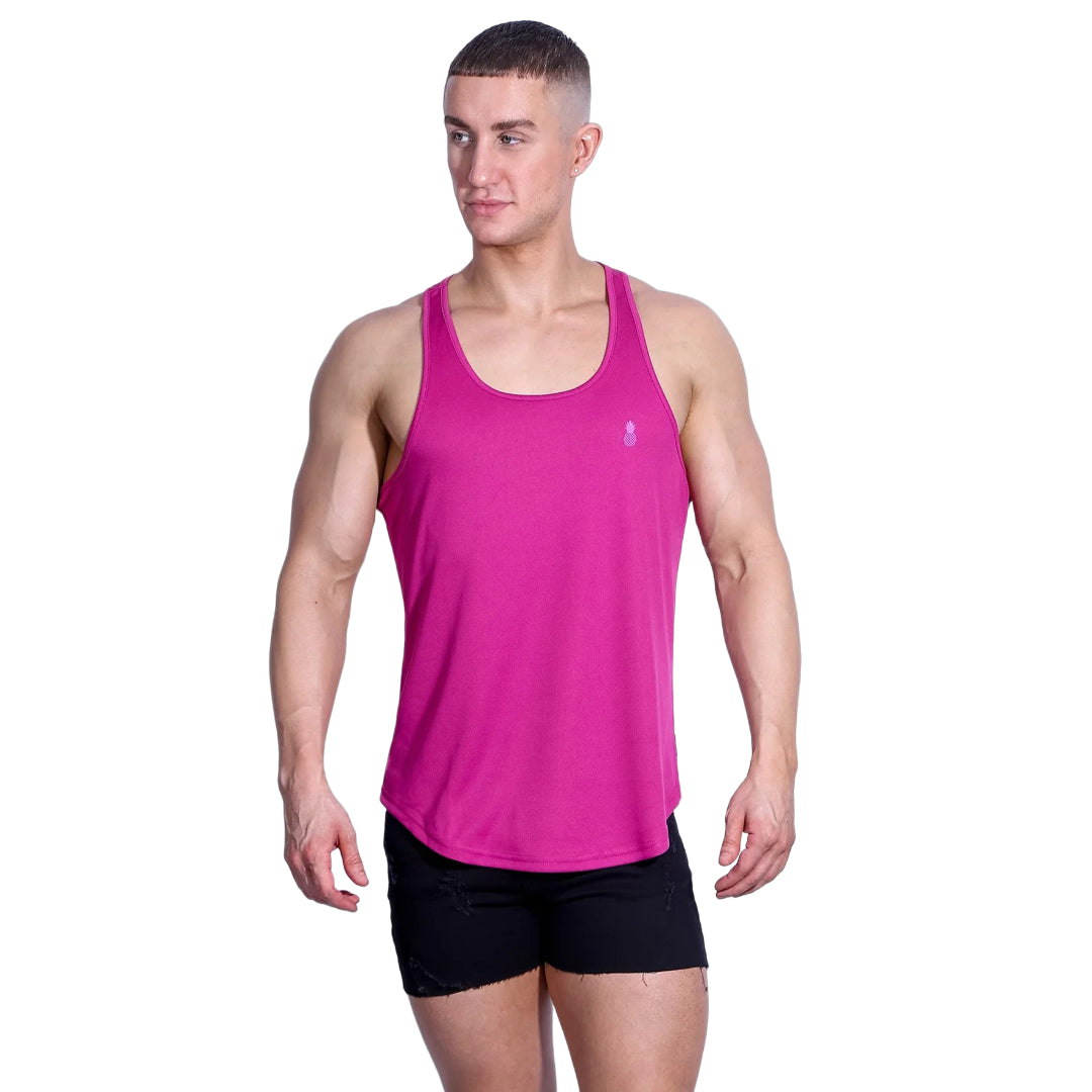 JJ Malibu Microfiber Dri-Fit Tank Top for Women - Dark Pink - Moisture Wicking Workout Shirt for Yoga, Running & Gym