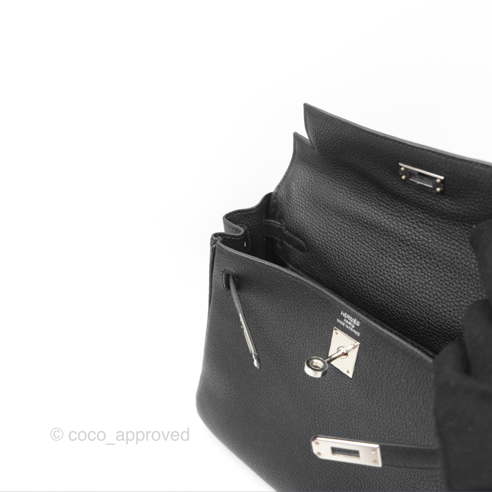 Authentic Hermès Retourne Kelly 25 Handbag - Black Togo Leather with Palladium Hardware | Luxury Designer Bag for Women | Perfect for Work, Evening Events & Special Occasions