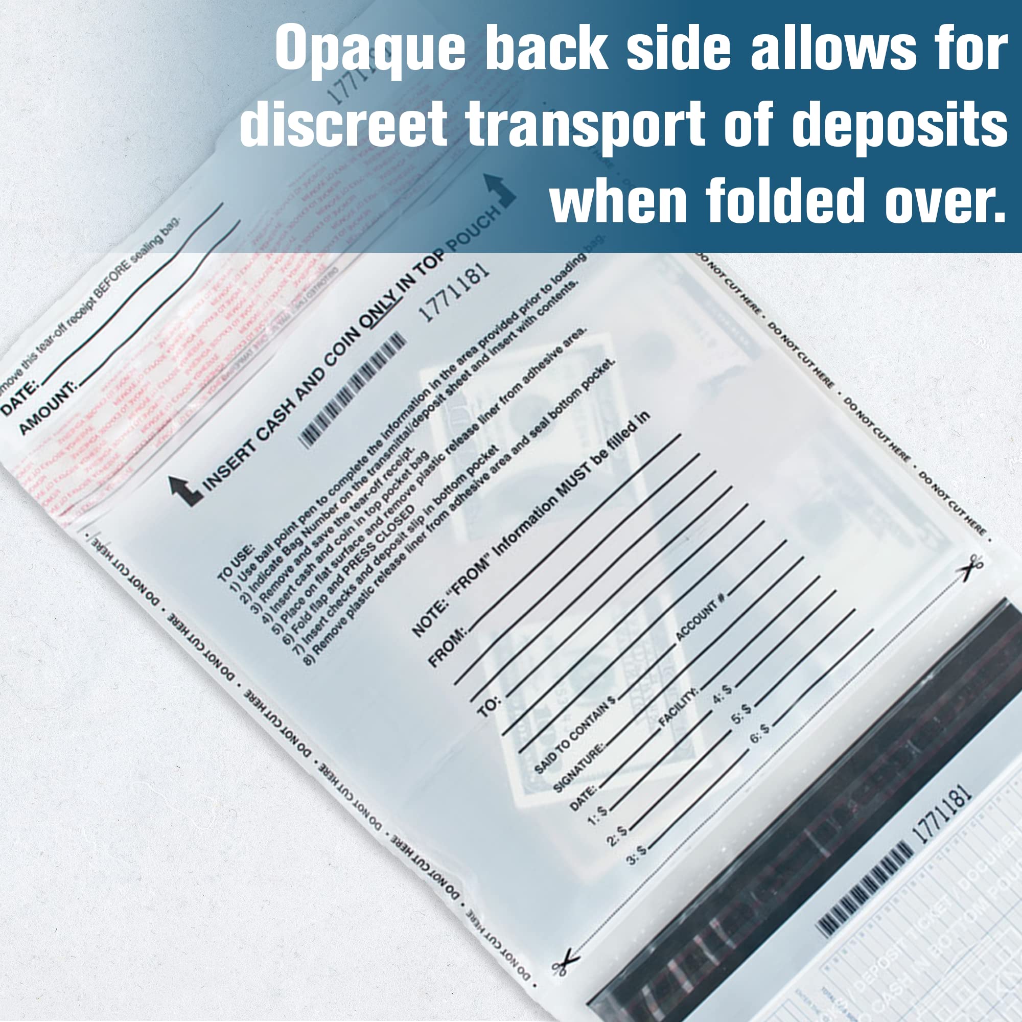 BankSupplies Tamper Evident Dual Pocket Security Bags for Cash - 9