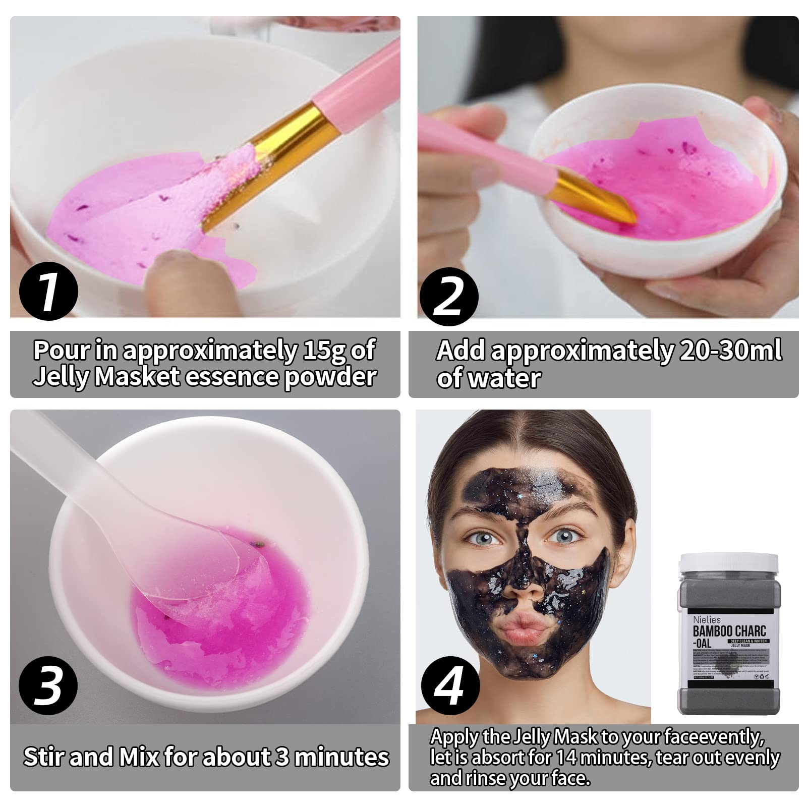 Charcoal Hydrating Jelly Face Mask - Hydrojelly for Spa & Facials