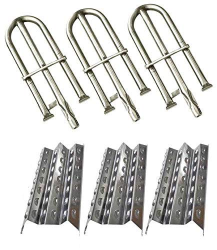 Stainless Steel U Pipe Burner & Heat Shield Replacement Kit for Grill Parts Zone Models 3019LNG, 3019L, 192430 (3-Pack) - Perfect for Outdoor BBQ, Backyard Grilling, and Gas Grill Maintenance