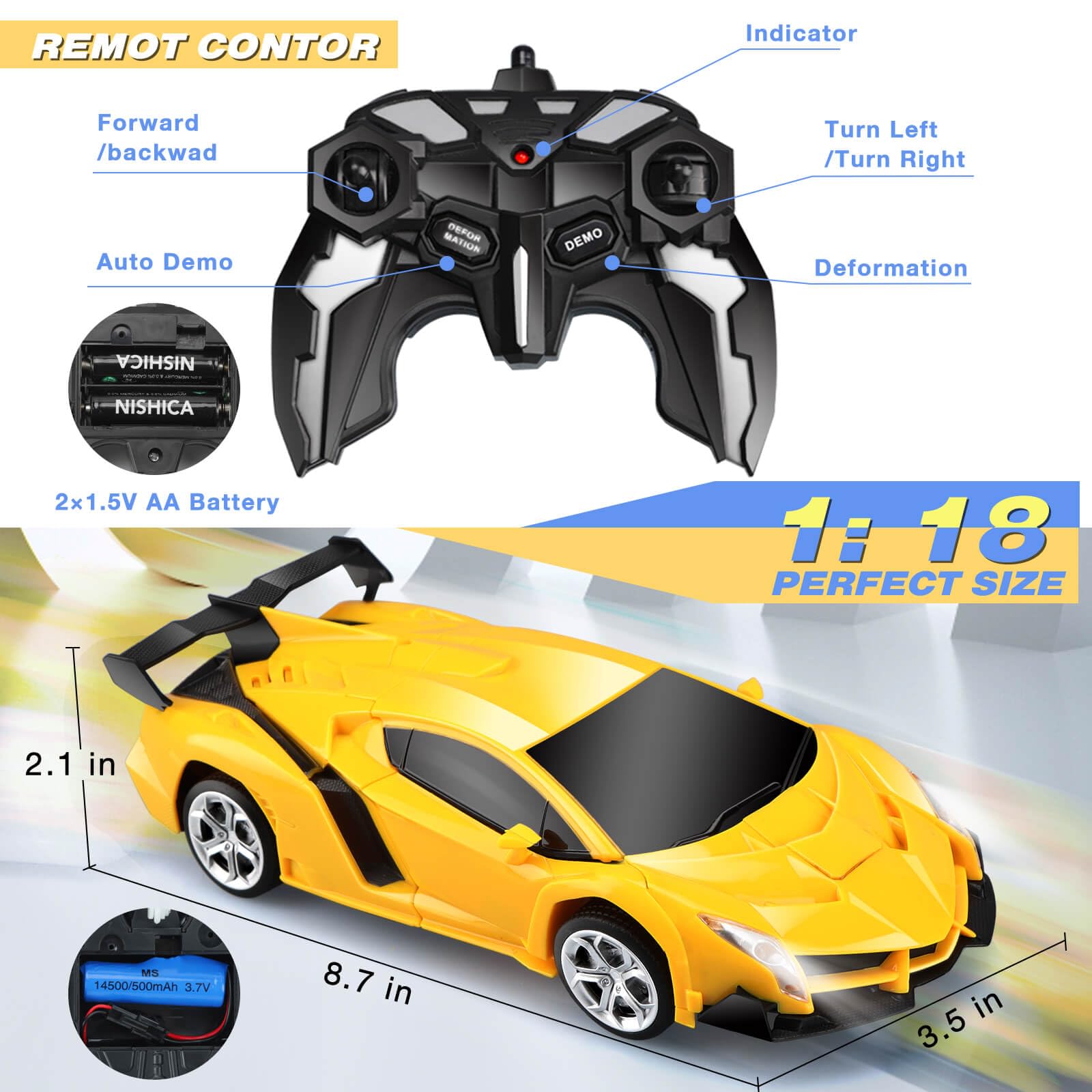 Best Remote Control Car Toys for Kids - Transforming RC Cars with One-Button 360° Rotation & Drifting - Cool Birthday Gifts for Boys & Girls - Perfect for Indoor Play, Outdoor Racing & STEM Learning