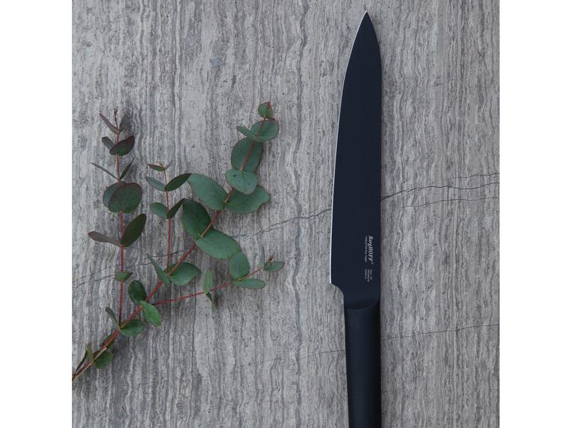 BergHOFF Ron 7-Inch Stainless Steel Carving Knife with Ergonomic Black Handle - Perfect for Slicing Roast Beef, Turkey & Holiday Meats