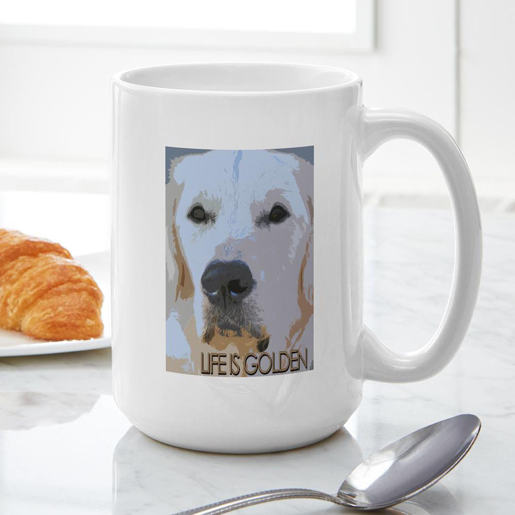 Life Is Golden 15 oz (444 ml) Ceramic Coffee Mug - Perfect for Tea, Hot Chocolate & Office Use - Funny Inspirational Gift for Friends & Coworkers