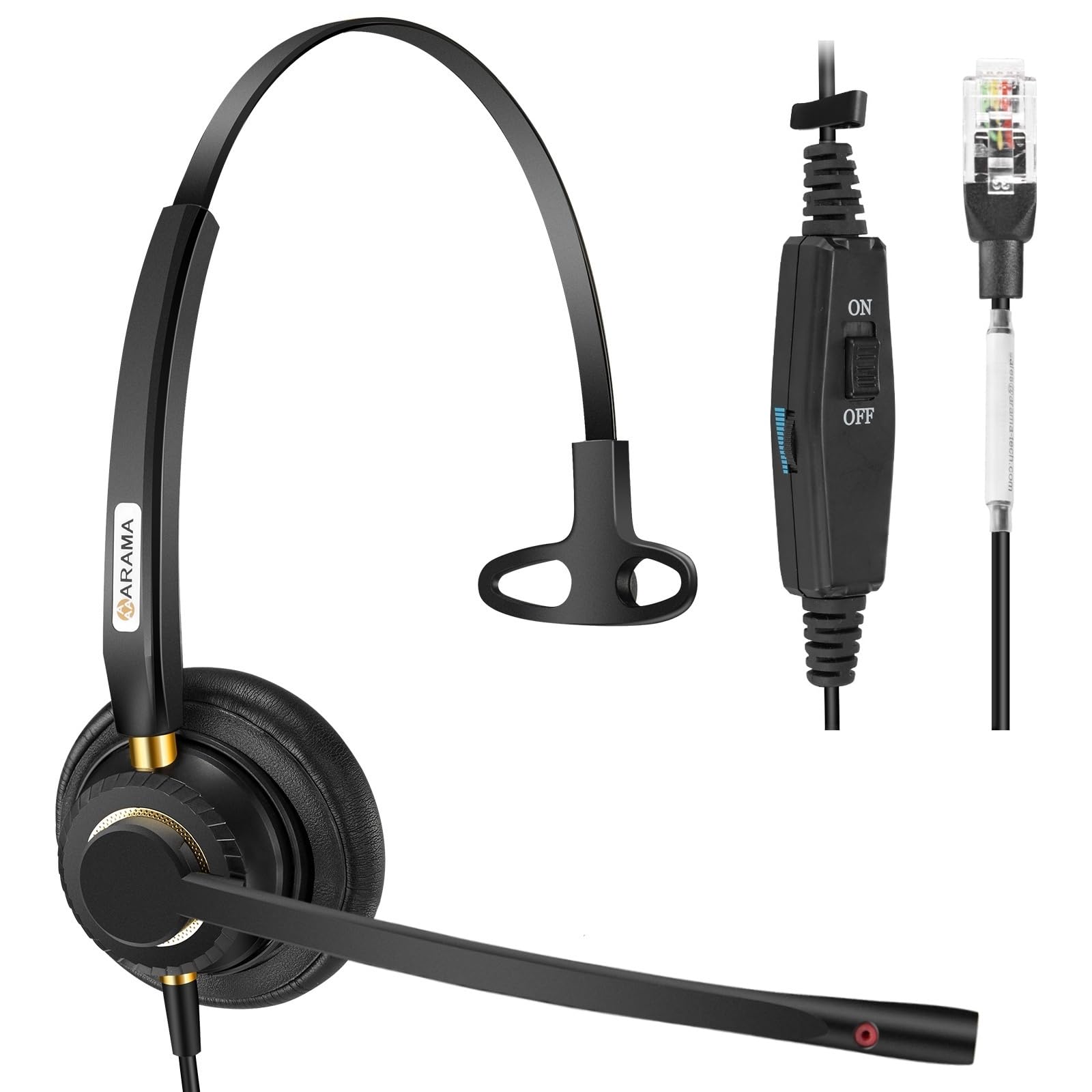 A800S2 Mono Corded Telephone Headset with Noise Canceling Microphone - Compatible with ShoreTel, Plantronics, Polycom, Zultys, Toshiba, NEC Aspire, Dterm, Nortel Norstar, Meridian, Packet8 Landline Desk Phones - Ideal for Office, Call Center, and Customer Service Use