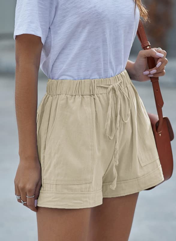 Dokotoo Women's Comfortable Stretchy Drawstring Casual Shorts with Elastic Waist & Side Pockets - Soft Breathable Summer Shorts for Yoga, Travel, Lounge, Running, Beach & Everyday Wear
