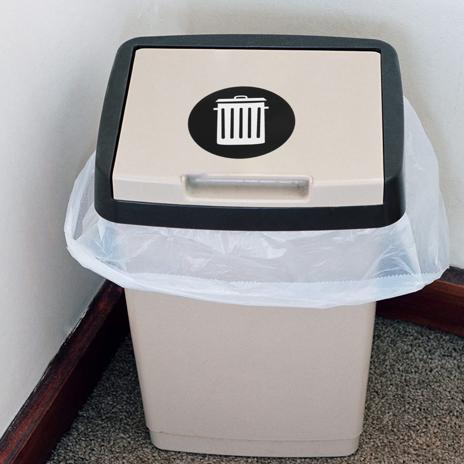 12pcs Trash Can Sign Stickers - Large Office Garbage Bin Decals, Self-Adhesive PVC Waste Labels for Recycling & Organization | Perfect for Office, Home, Kitchen & Commercial Spaces