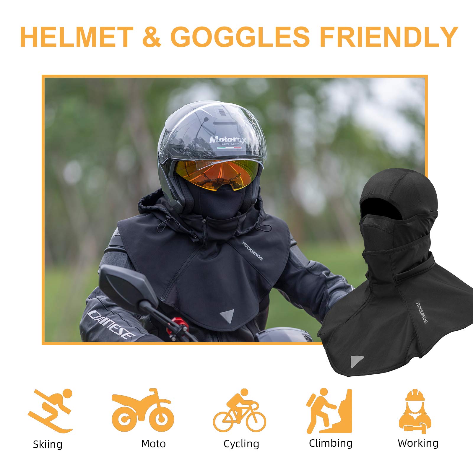 ROCKBROS Windproof Balaclava Face Mask for Men & Women - Breathable Winter Ski Mask for Cycling, Motorcycling & Outdoor Sports - Cold Weather Protection for Skiing, Snowboarding & Hiking