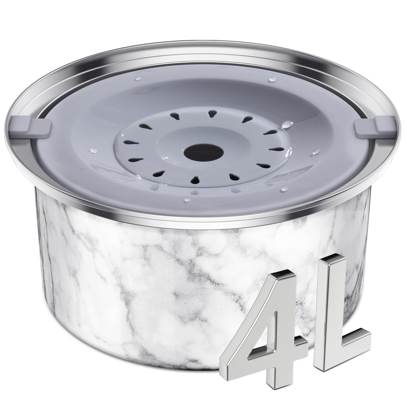 4L No Spill Dog Water Bowl - 136oz Large Capacity Stainless Steel Pet Water Feeder with Slow Flow Design - Leak Proof Travel Dog Bowl for Cars, Camping & Home Use - Ideal for Messy Drinkers & Active Pets