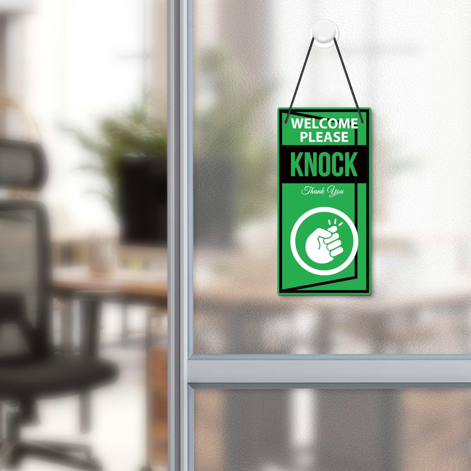 Double Sided Reversible Do Not Disturb Sign for Office Door - 10x5 Inches PVC Door Hanger for Therapists, Clinics & Treatment Rooms - Welcome Please Knock Sign for Privacy & Professional Spaces