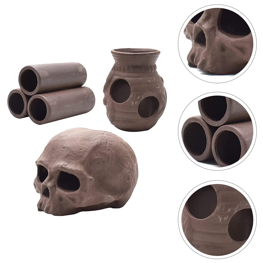Balacoo 3-Piece Clay Pot Aquarium Decor Set - Fish Tank Ornaments, Shrimp Hide Cave & Aquatic Hideout for Cichlids, Betta Fish - Natural Decorative Pottery for Freshwater & Saltwater Tanks - Perfect for Aquascaping & Creating Natural Habitats