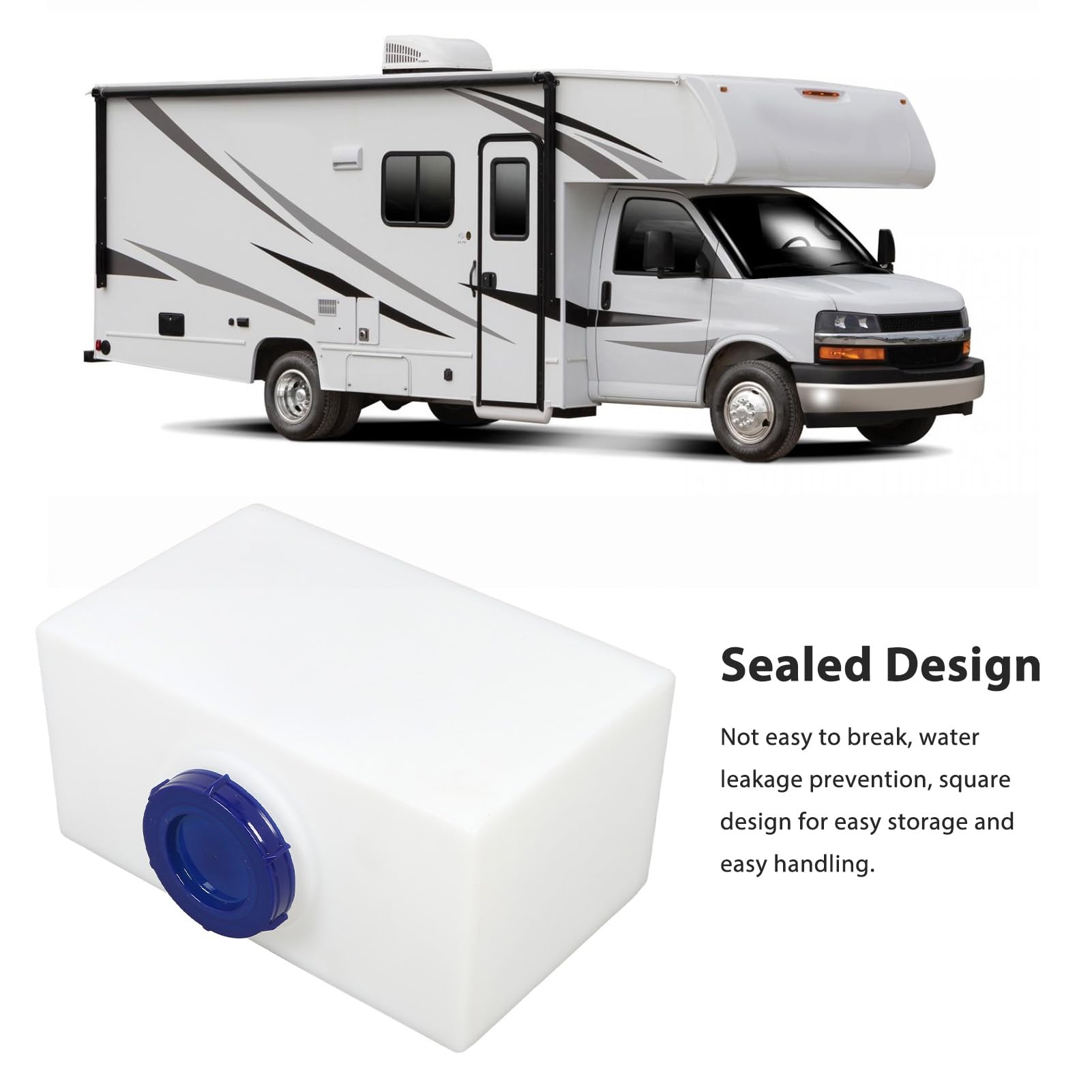 5 Gallon Fresh Water Storage Tank - Food Grade LLDPE Portable Water Container for RV, Trailer, Boat & Yacht (15.75