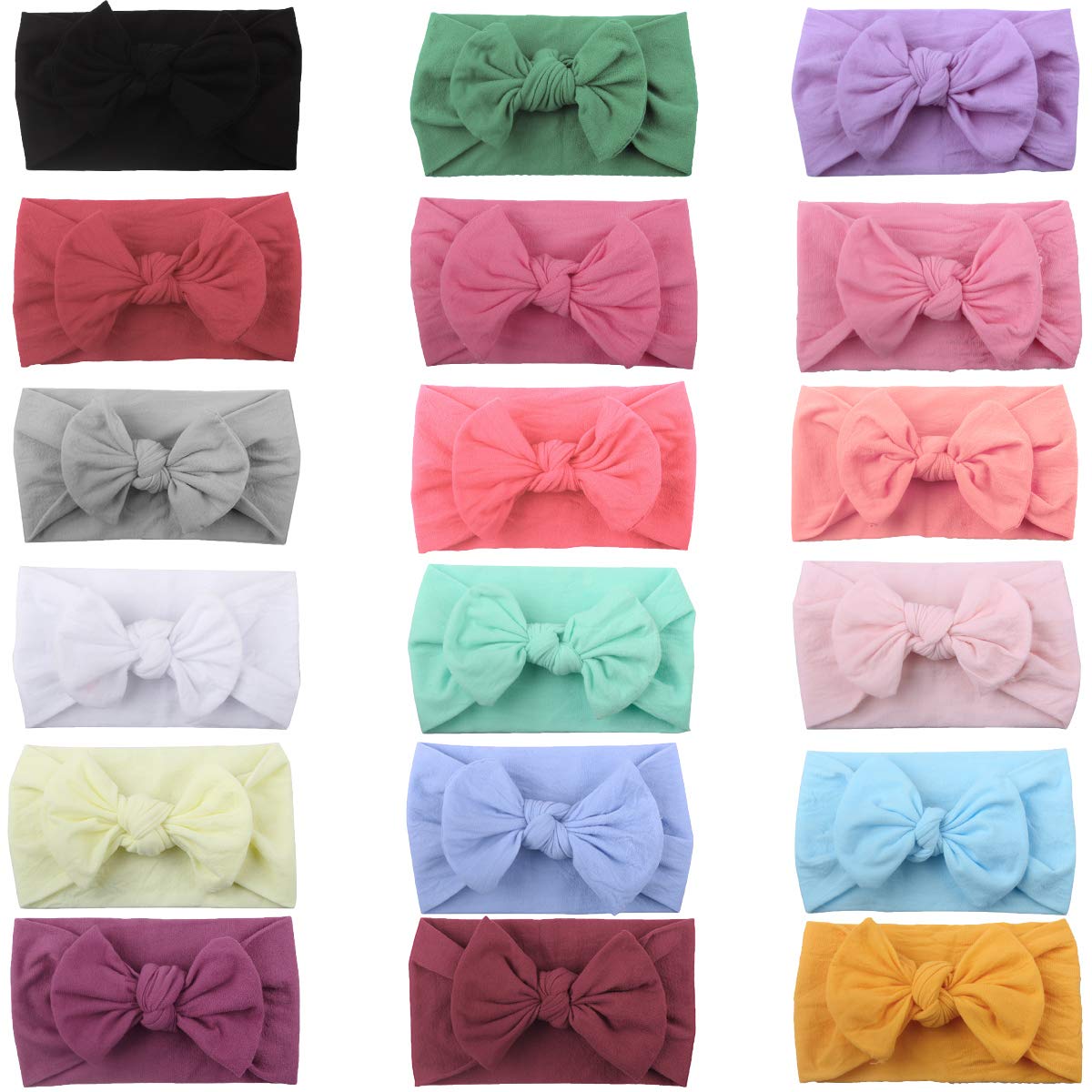 18-Piece Soft Nylon Baby Headbands & Hair Bows Set - Gentle Elastic Hair Accessories for Newborns, Infants & Toddlers - Perfect for Photography, Birthday Parties & Daily Outfits