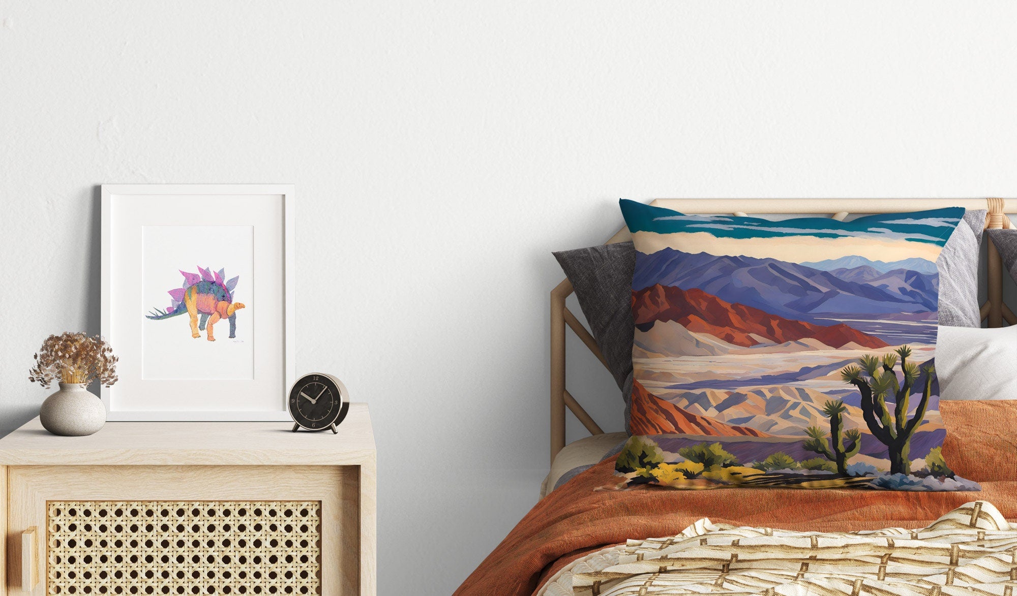 California Death Valley National Park Dante's View Throw Pillow Cover 20x20 - USA Travel Decor, Fashion Home Accent, Playroom & Living Room Decoration