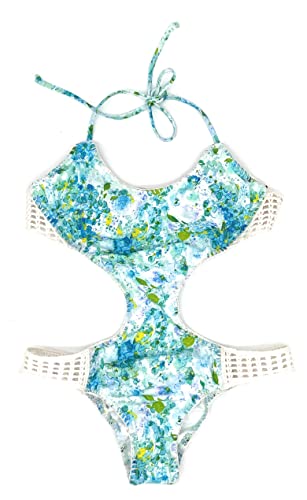 Blue Floral White Mesh